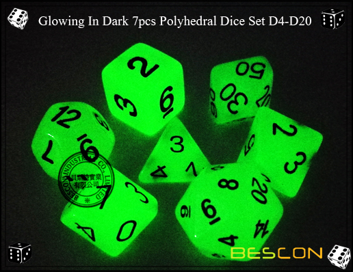 Glowing In Dark 7pcs Polyhedral Dice Set D4-D20-2