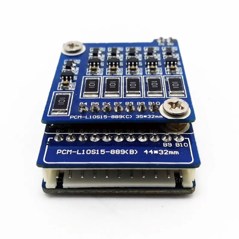 6s-10s C: 5A D: 15A PCM BMS for 36V 37V Li-ion/Lithium/ Li-Polymer 30V 32V LiFePO4 Battery Pack Size L56*W32*T15mm (PCM-L10S15-889)