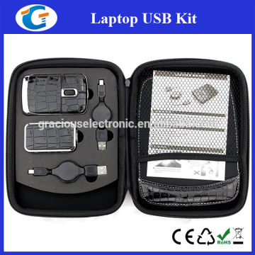 Hot sale laptop travel kit USB Accessory Travel Kit, Travel Kit With pouch leather case