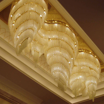 Lumière de lustre en cristal d&#39;or de projet de luxe de lobby