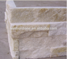 Cheap white natural quartz ledge stone corner price interlock decorateive wall panel