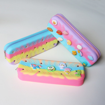 Silicone Hole DIY Shape Pencil Box for Kids