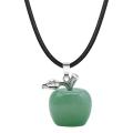 Handmade Craved 20MM Aventurine Apple Pendant Necklace