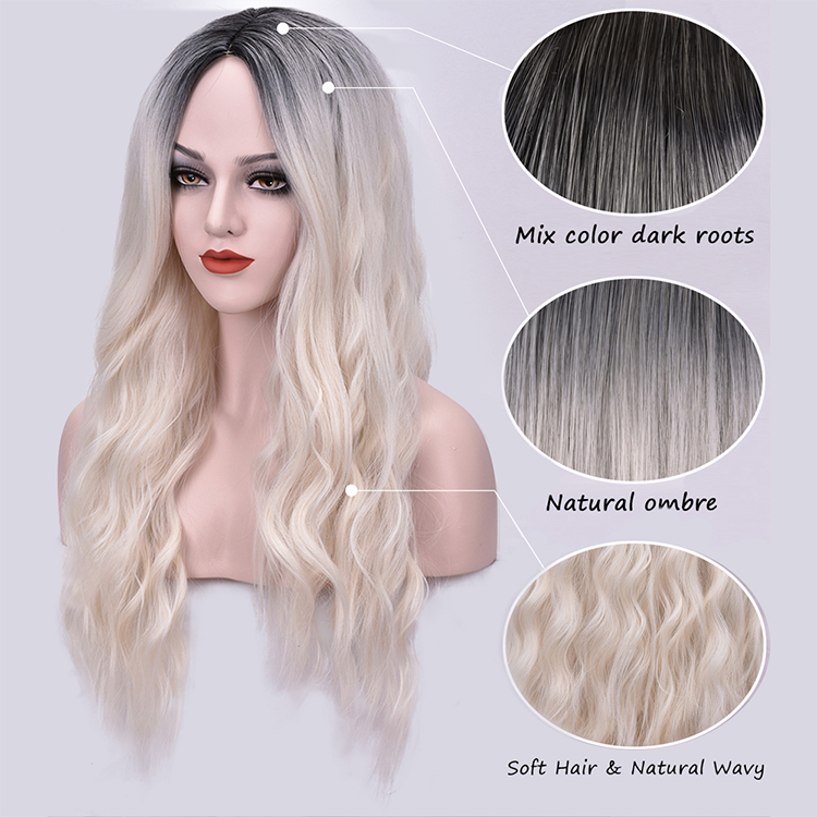 Women Long Wavy fiber trendy blend ombre for braiding ombre wigs kinky straight loose curl wigs for sale highlight synthetic wig