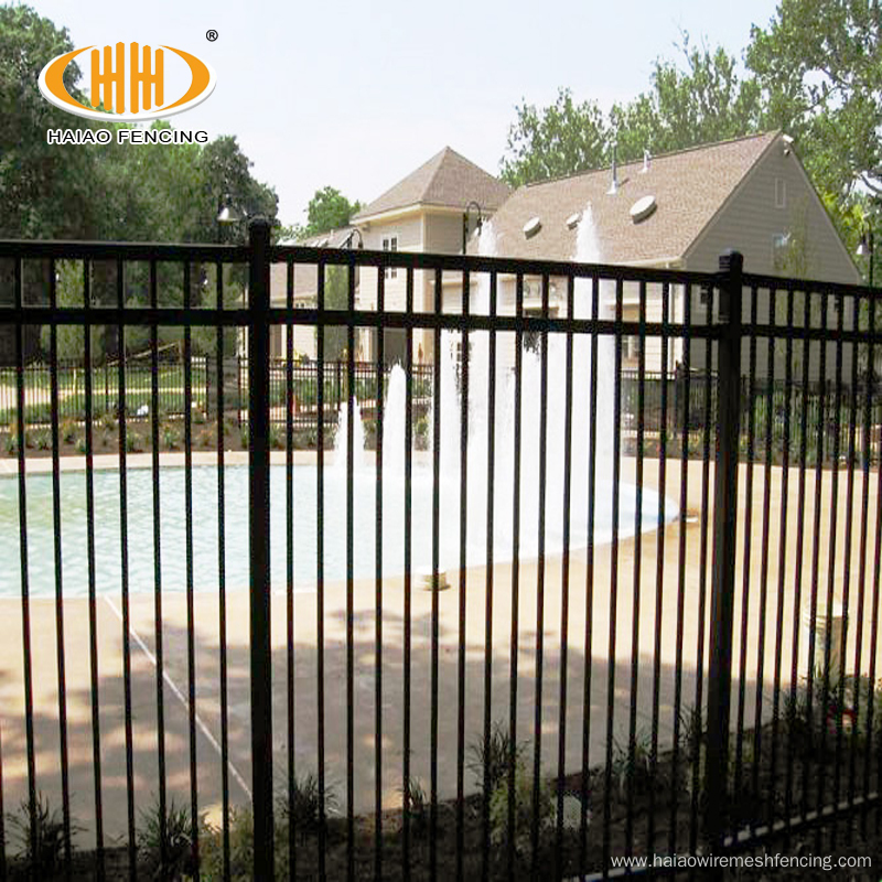 Powder coated tubular commercial welded wrought iron fence