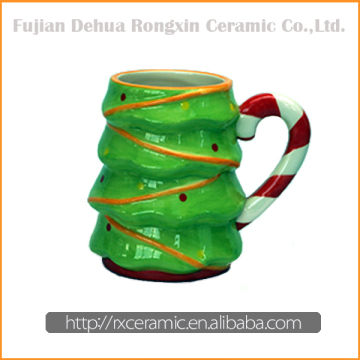 Christmas tree design custom ceramic mug cup with hand painted design