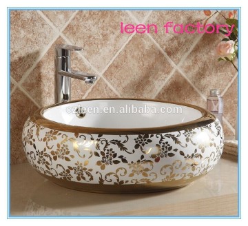 bathroom ceramic sink gold wash sink