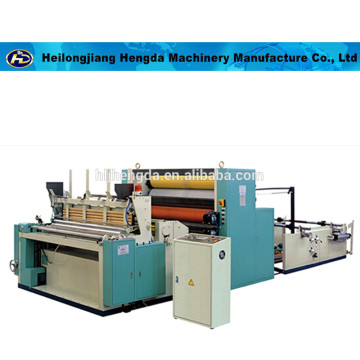 Kitchen towel rewinding machine with gluing, embossing and perforation