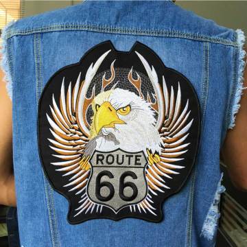 Eagle Route 66 motorfiets borduurwerk Patches Badge