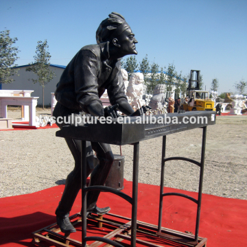 Garden decoration life size bronze music man sculpture