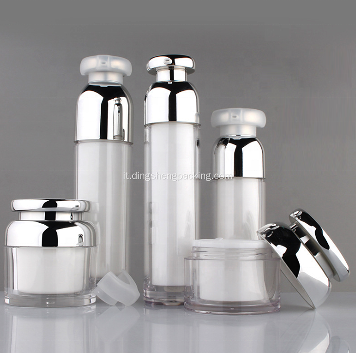 LOW MOQ flacone pompa per lozione airless siero di plastica bianca per cosmetici 30 ml 40 ml 50 ml