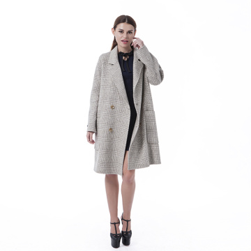 Beige double-breasted cashmere overcoat