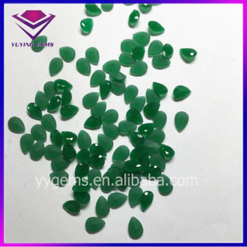 6x8MM Pear Shape Green Color Matte Bottom Artificial Imitation Jade Products