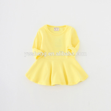 Wholesale baby girl spring dress solid color long sleeve dress winter girls plain cotton dresses