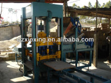 Manual concrete block machine making