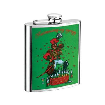 Water-transfered Cartoon Logo Hip Flask
