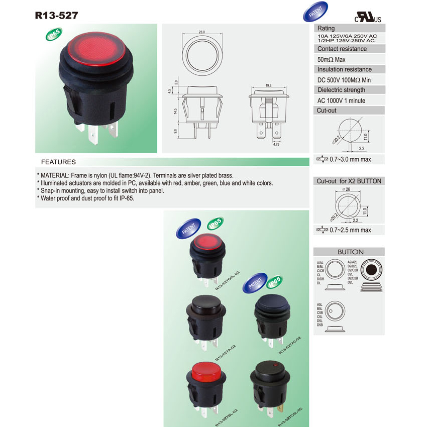 UL & ENEC IP 65 Push Button