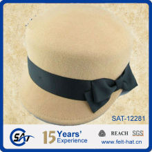 cheap Beret Caps with bowtie, 100% wool felt hat
