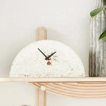 Customizable Modern Terrazzo Concrete Mantel & Wall Clocks: Antique Style with Battery Power