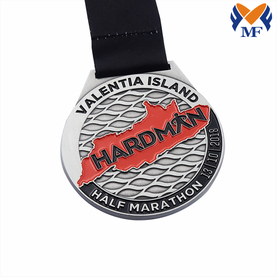 Silbermetall -Emaille -Marathonmedaille