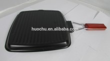 Carbon steel non stick non-stick coating square grill roast plate foldable folding detached detachable handle griddle