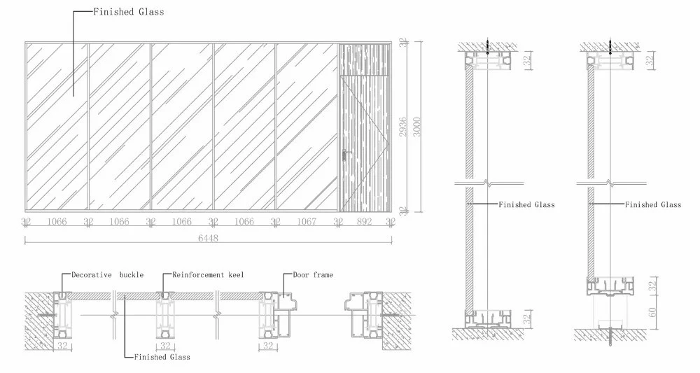 Easy Installation Glass Office Partition, Glass Wall