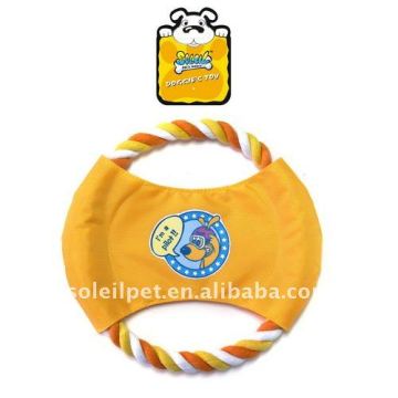 Pet Toy,dog frisbee,Dog playing nylon frisbee with rope