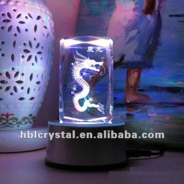 Lively Chinese zodiac dragon crystal 3d laser cube