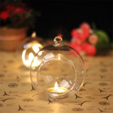 8CM home decoration clear hollow glass spheres with hanging hole