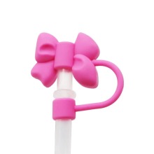 Silicone Straw Covers - Decorative Bow Tops for Drinkware Accessories