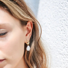 Vintage-Style Anniversary Coin Pearl Dangling Earrings and Baroque Pearl Jewelry for Bridesmaids