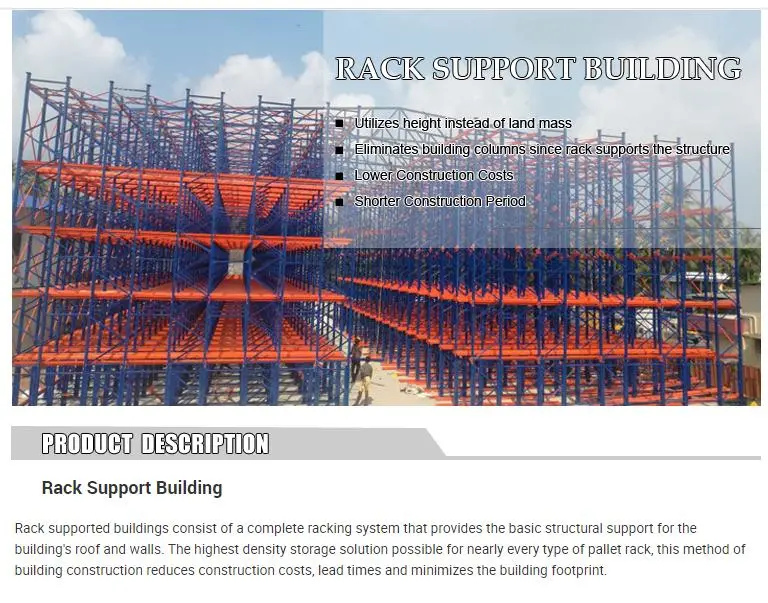 Ebil Automatic Storage Rack Clad Supported Warehouse Building High Density Storage Racking