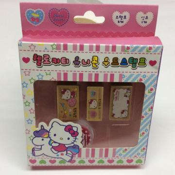 木製のかわいい漫画スタンプ