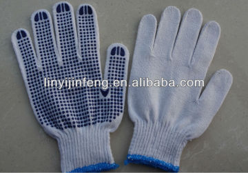 hot sale knitting gloves with pvc dot cotton knitting gloves