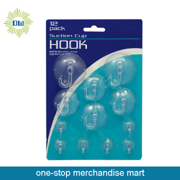 Dollar Items of 12pc Plastic Suction Cup Hooks