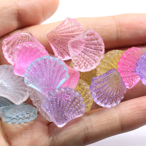 Großhandel Farbe Transparente Jakobsmuschel In Shell Shaped Kawaii Resin Cabochon Mini Resin Charms Für DIY Zubehör oder Schlüsselanhänger