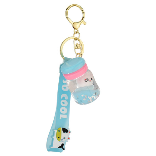 Acrylic Milk Bottle Cat Oil Keychain