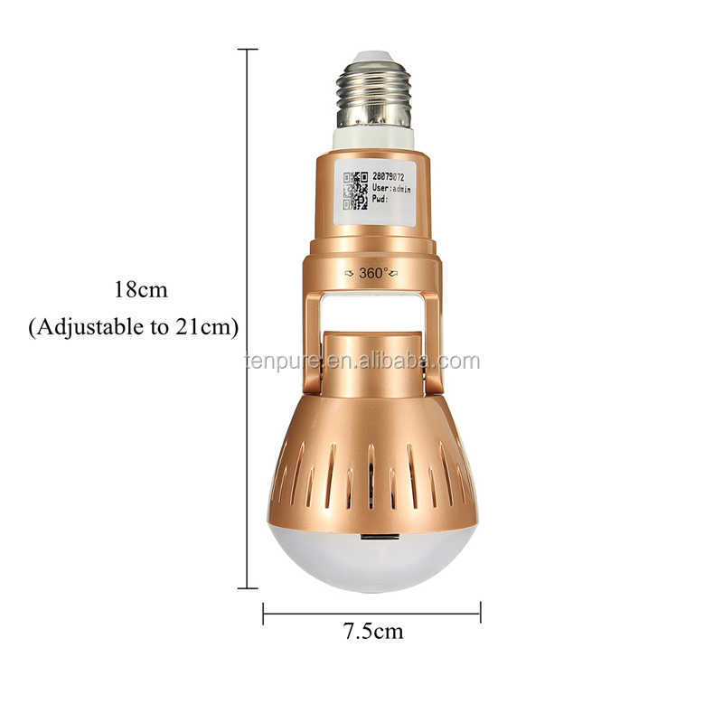 360 degree hidden camera light bulb camera FHD 1080P wifi camera remote control motion detection alarm function