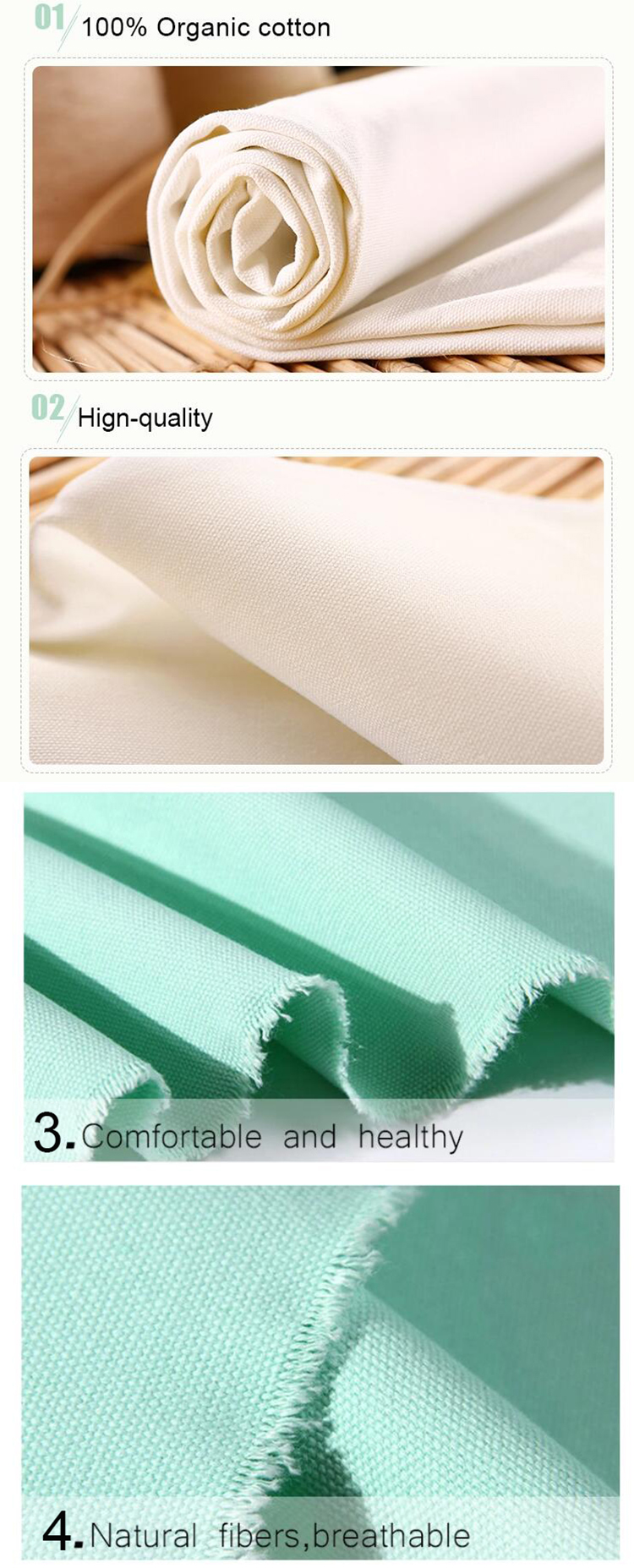 100% Cotton Home Textile COMBED Plain Woven Garment Anti-static Cotton Canvas Print Fabrics