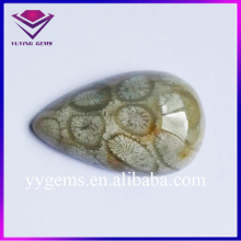 Precious Coral Gemstone Pear Shape Cabochon Cut Natural Coral Jade Stone