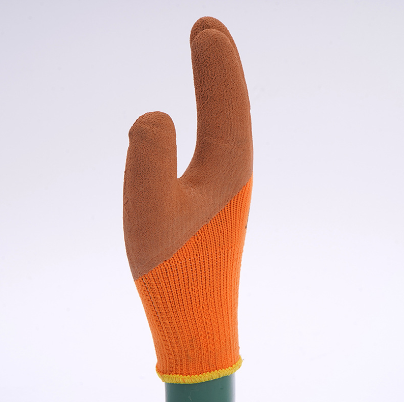 Orange Nylon Foam Terry Gloves Brown Latex Foam Wear-resistant Foam Cheer Gloves Half-hanging Breathable Gloves