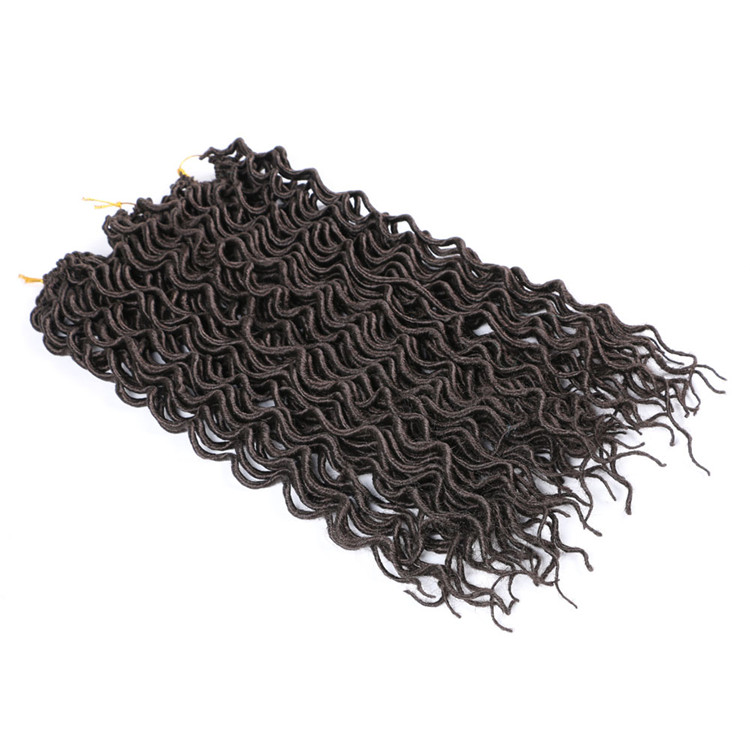 Wholesale 18 inch Curly Faux Locs Wavy Goddess Locs Crochet Hair Braids Pre looped Synthetic Hair Extension Wavy Soft Dreadlock