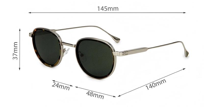 Mellume Classic Round Metal Polarized Sunglasses ME2118-size Mellume Classic Round Metal Polarized Sunglasses ME2118-size