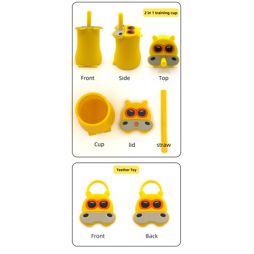 Пользовательские бегемоты чашки для малышей со соломенными силиконовыми чашками