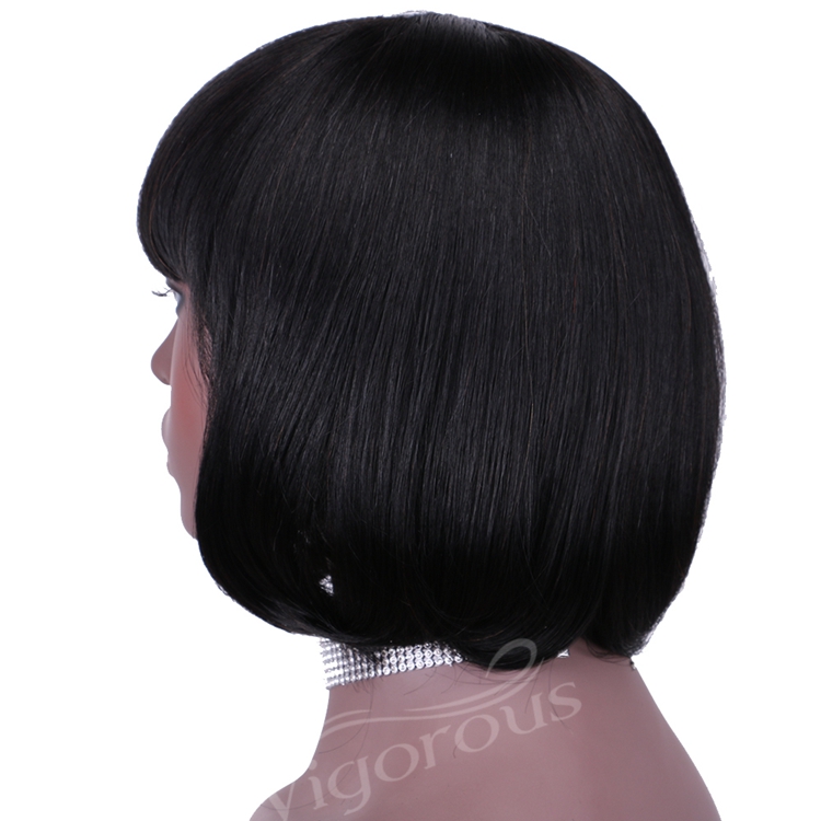 Vigorous cheap price pixie cut bone straight short bob  black natural color brazilian hair weave human wig for african women