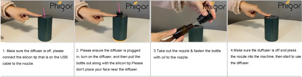 Portable Nebulizing Diffuser for Pure Essential Oil Air Freshener Pg-ND-003A