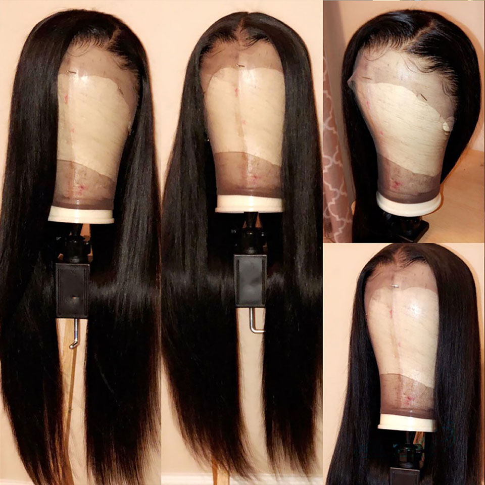 Natural Color Long Swiss Lace Straight Hair Wig For Black Women 100% Raw Indian Human Hair Lace Front Wig