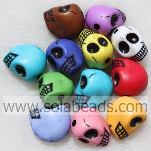 Chunky 14 * 18 MM Pearl Skull Head Shaped Candy Beads Charm