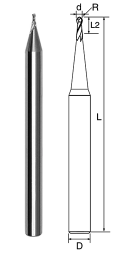 Tungsten Carbide Micro Diameter Ball Nose End Mill for Aluminum