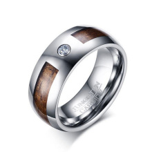 Unique zircon wood tungsten carbide mens wedding bands